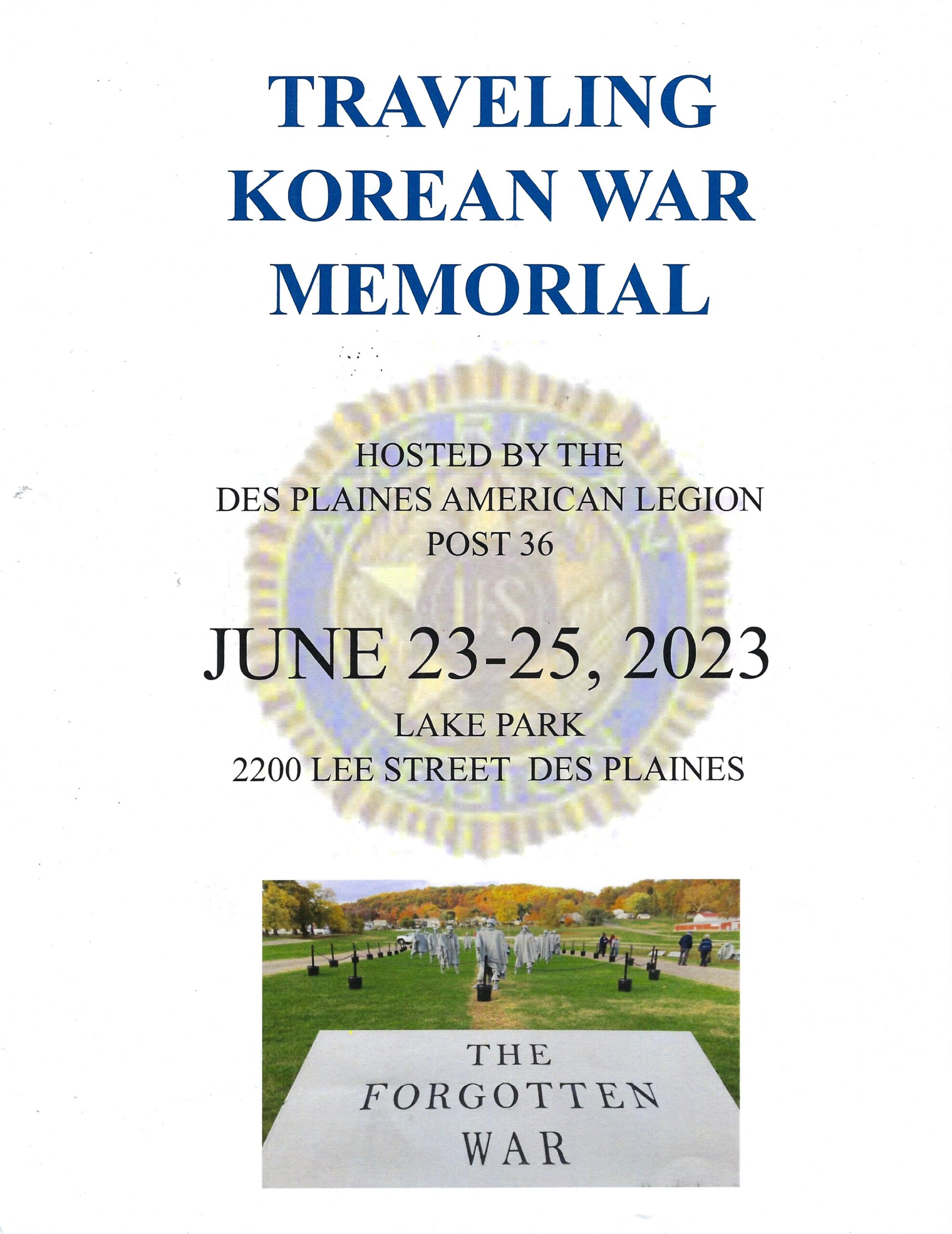 Traveling Korean Memorial – American Legion Post 36 Des Plaines, IL